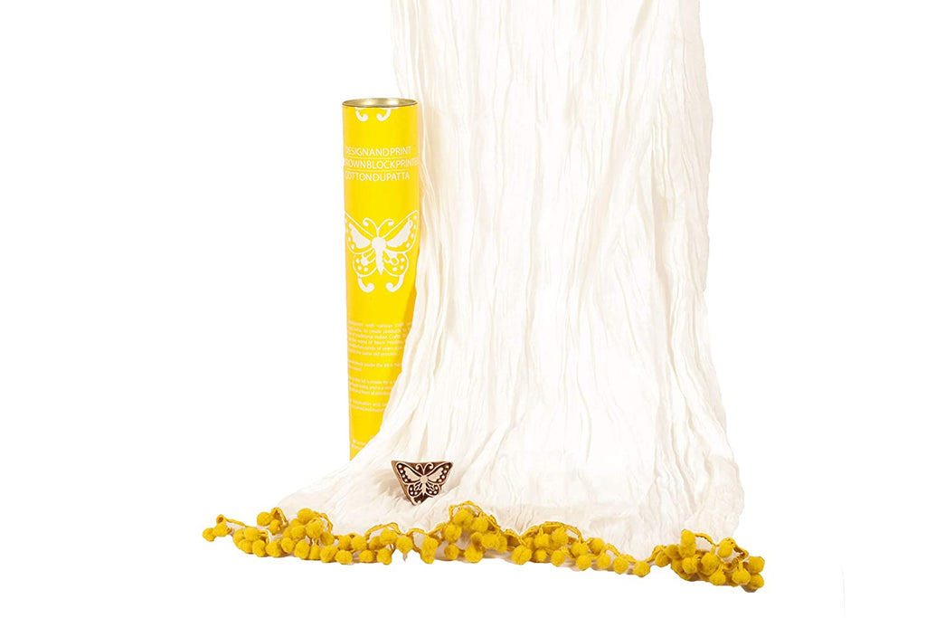 POTLI Handmade Wooden Block Print DIY Craft Kit r Dupatta -Yellow Butterfly  (For All Ages)