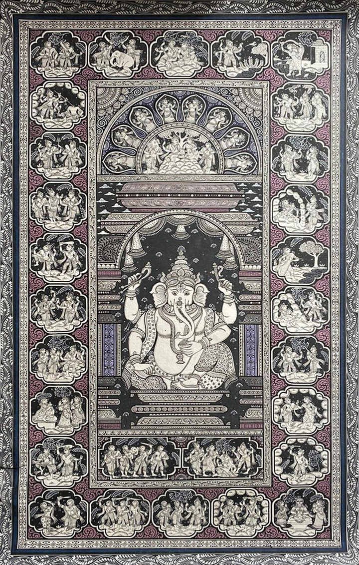 Panchamukhi Ganesh - Pattachitra Painting by Apindra Swain for Home Decor Thumbnail