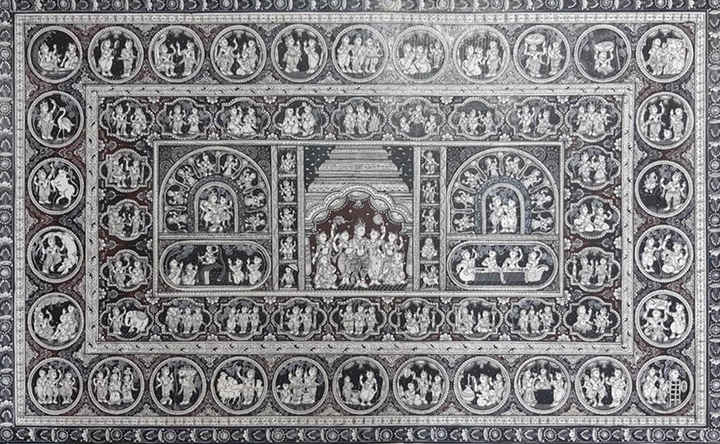 The Story of Krishna Handpainted in - Pattachitra Art by Apindra Swain for Home Decor Thumbnail