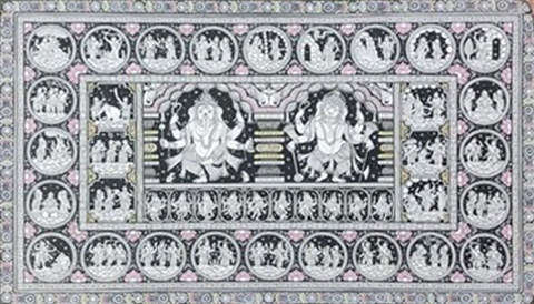 The Story of Ganesha Handpainted in - Pattachitra Art by Apindra Swain for Home Decor Thumbnail