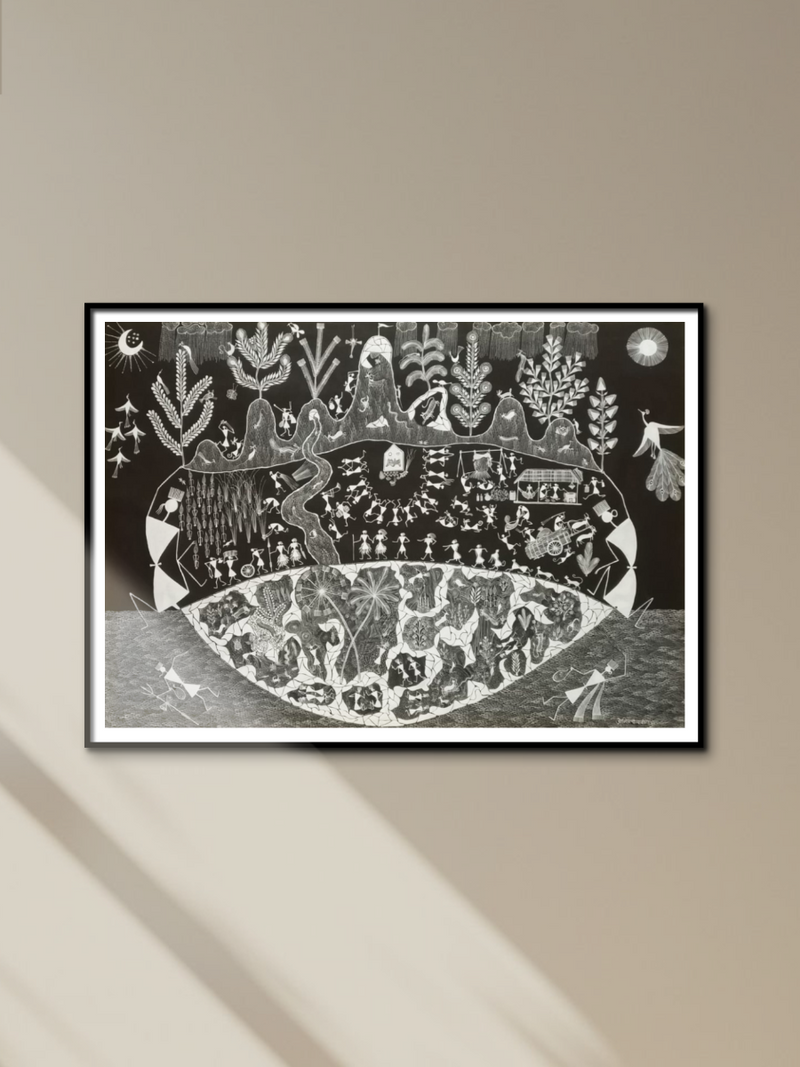 The Earth and God's: Warli Painting by Anil Wangad