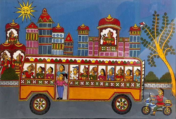 Aboard the Bus: Phad Painting's Mosaic of Travelers by Kalyan Joshi Thumbnail