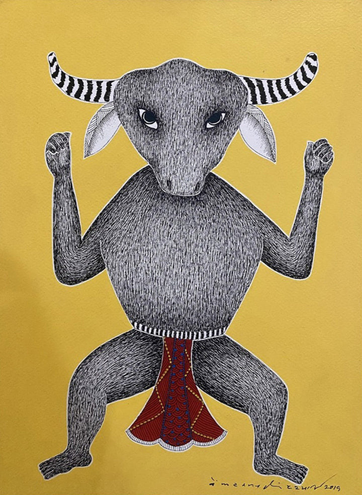 Horned Bull in Gond By Venkat Shyam Thumbnail