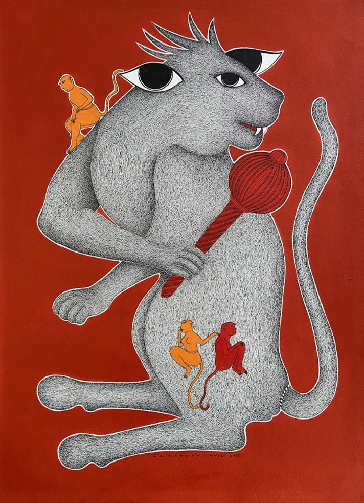 The Playful Mischief: Abstract Monkey in Gond by Venkat Shyam Thumbnail