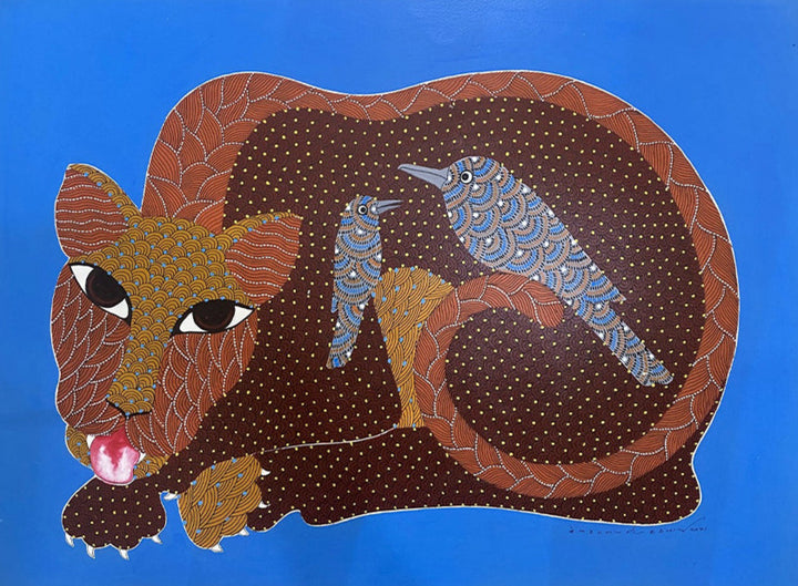 Tiger and Birds: A Unique Friendship of Nature in Gond by Venkat Shyam Thumbnail