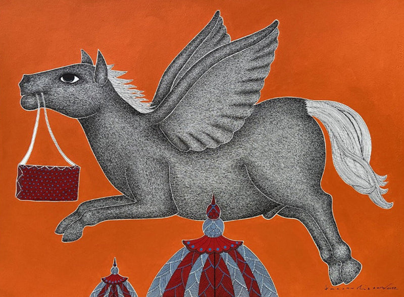 Buy Abstract Horse, Gond painting by Venkat Shyam
