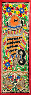 Buy Abundance Unveiled Majestic Fish and Blooming Petals Madhubani Painting by Ambika Devi