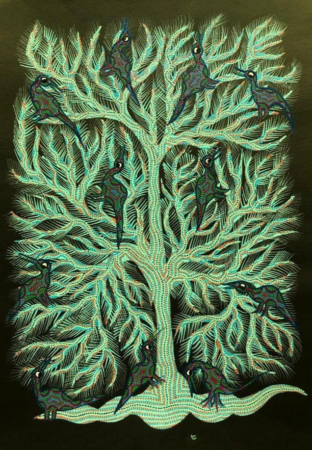 Akshaya Vata: The Immortal Tree in Bhil Painting by Geeta Bariya Thumbnail