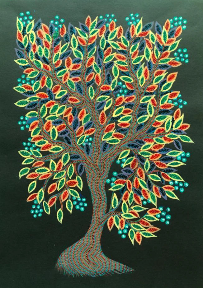 Akshaya Vata: The Tree of Life Bhil Painting by Geeta Bariya Thumbnail
