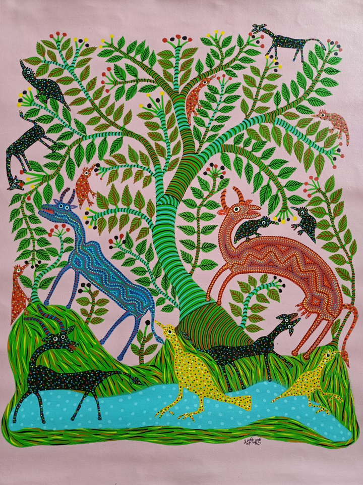 Akshaya Vata in Bhil Paintings by Bhuri Bai Thumbnail