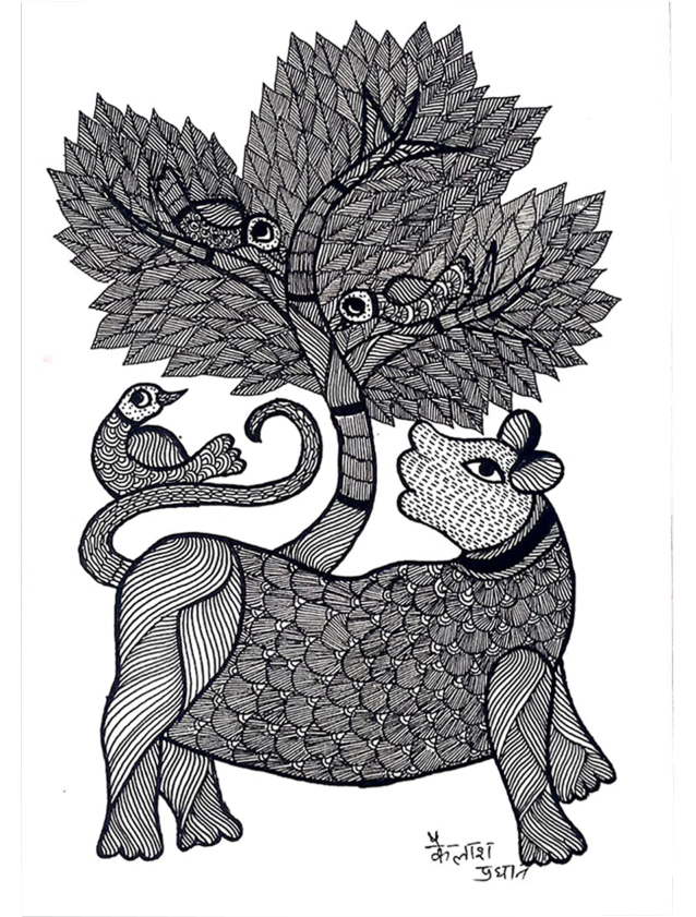 An Appealing Symphony of Nature in Gond Painting by Kailash Pradhan Thumbnail