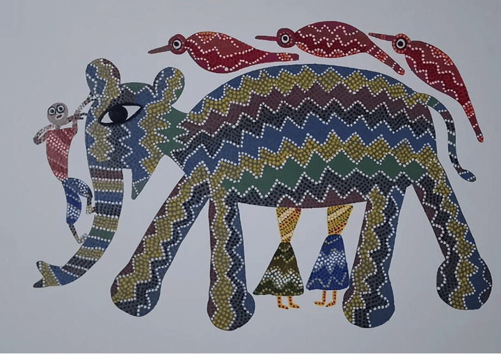 An elephant Bhil art by Shersingh Bhabor Thumbnail