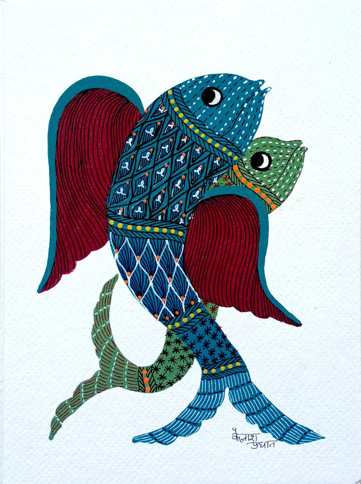 A Collage of Animals: Gond Art Collection by Kailash Pradhan Thumbnail