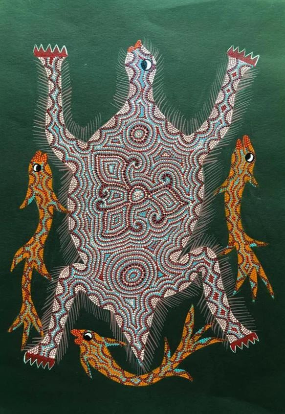 Aquatic Life in Bhil Painting by Geeta Bariya Thumbnail