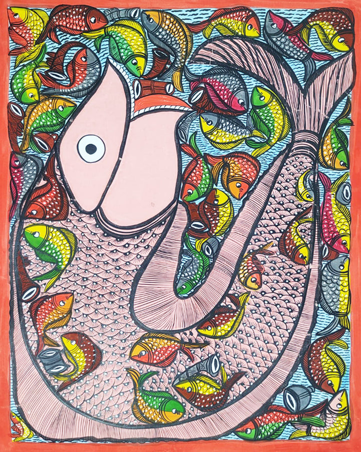 Aquatic Life in Santhal Pattachitra by Manoranjan Chitrakar Thumbnail