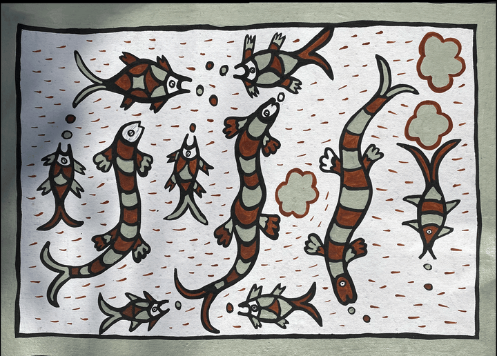Aquatic Life in Sohrai by Manikchand Mahto Thumbnail