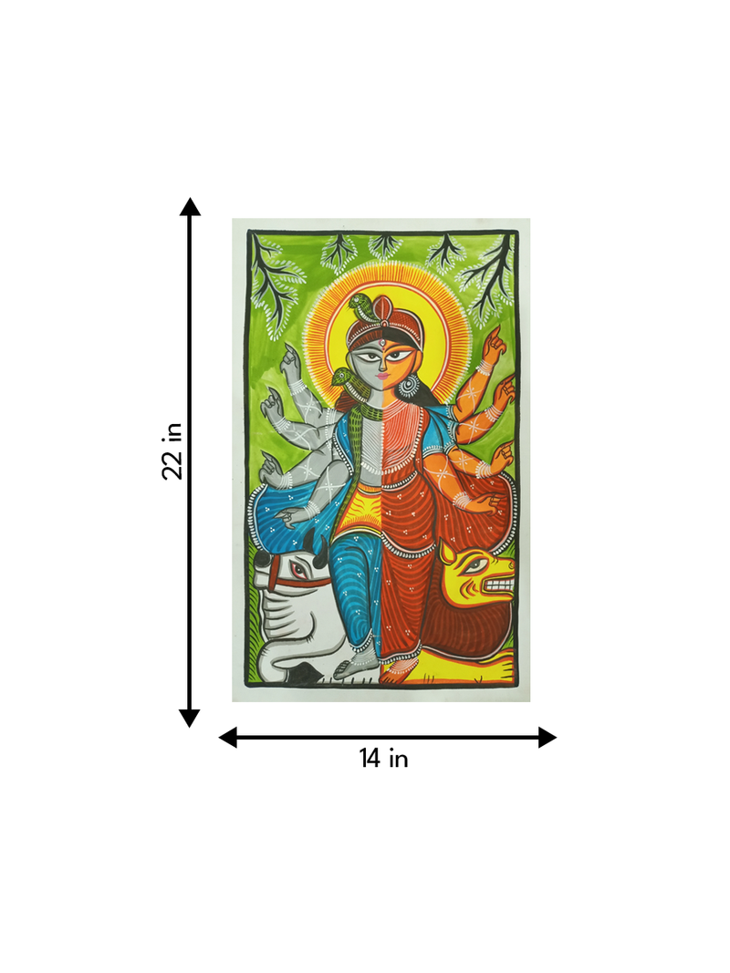 Ardhanarishvara handpainted in Kalighat style for sale