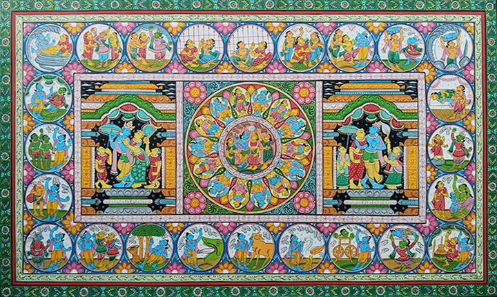 Krishnas Story - Pattachitra Art by Purusottam Swain for Home Decor Thumbnail