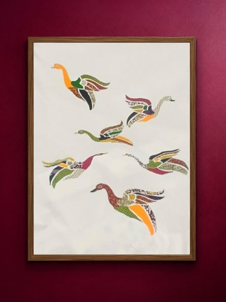 Flock of Birds in Odisha Applique by Diptimayee Ghosh Thumbnail