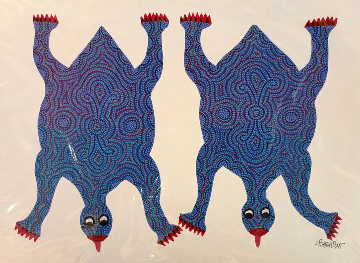 Azure Turtles Bhil Painting by Geeta Bariya Thumbnail