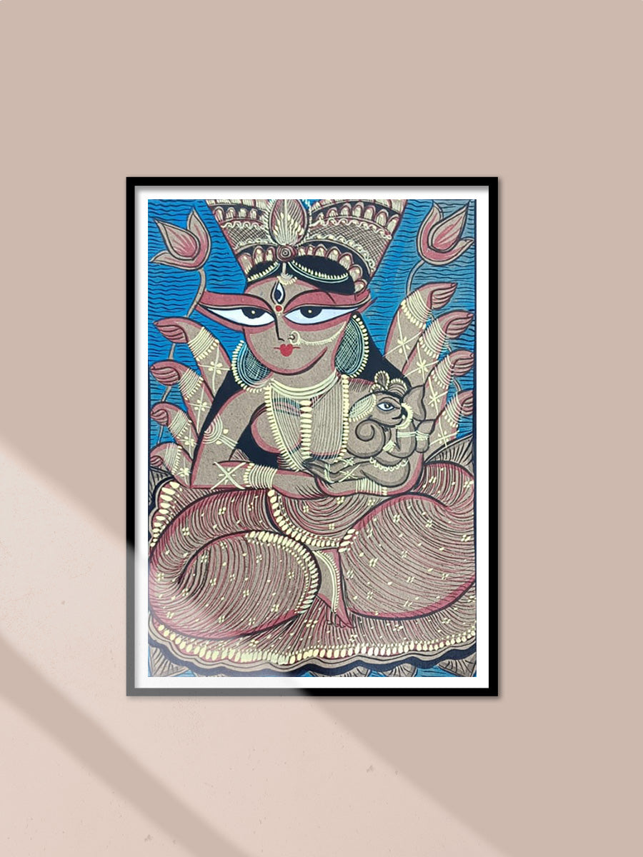 Shop Maa Durga with son Ganesha in Bengal Pattachitra by Manoranjan Chitrakar
