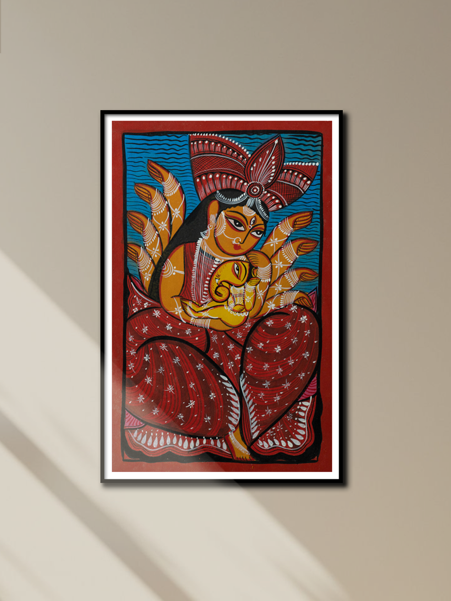Shop Goddess Parvati with baby Ganesha in Bengal Pattachitra