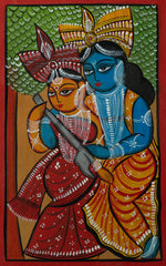 Buy Radha-Krishna seated together in Bengal Pattachitra