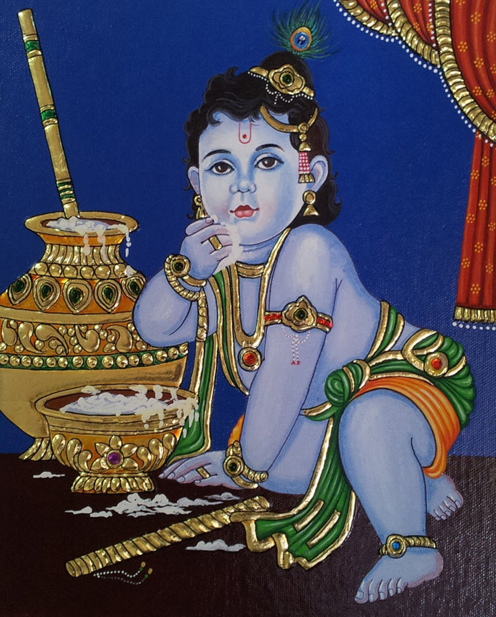 Baal Krishna, Tanjore Painting by Sanjay Tandekar Thumbnail