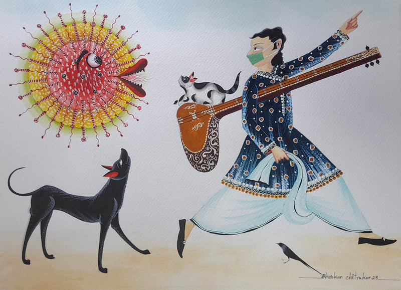 Buy Babu with the Sun in Kalighat by Bhaskar Chitrakar