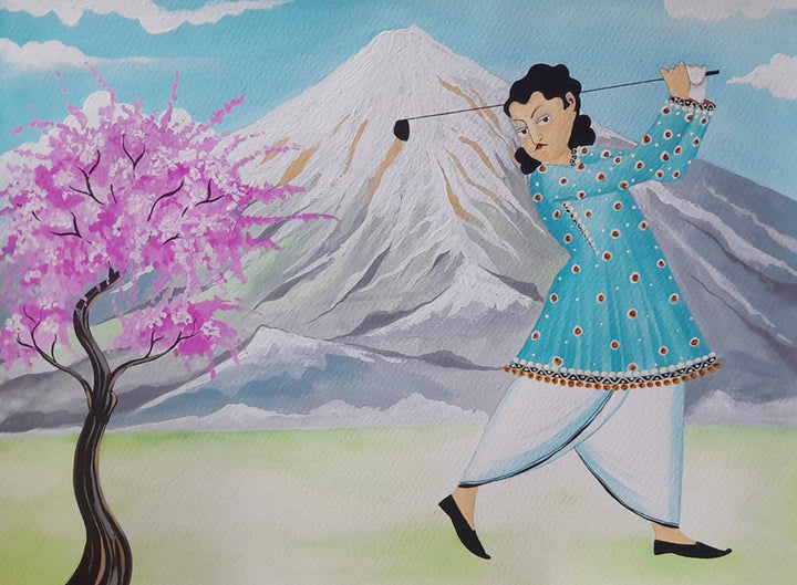 Babu Playing Golf in Kalighat by Bhaskar Chitrakar Thumbnail