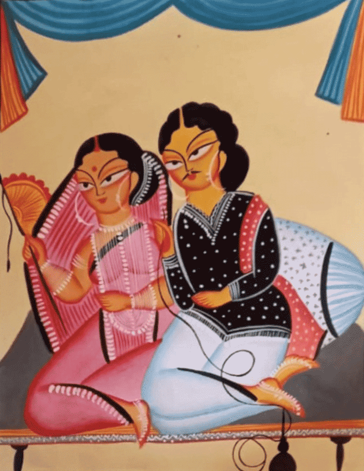 Romantic Babu and Bibi in Kalighat by Uttam Chitrakar Thumbnail