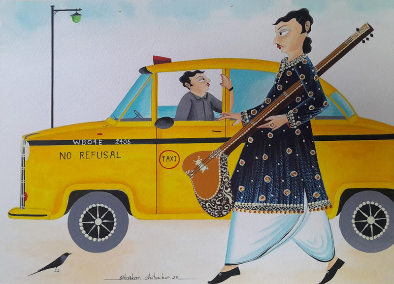 Shop Babu on the Road in Kalighat by Bhaskar Chitrakar