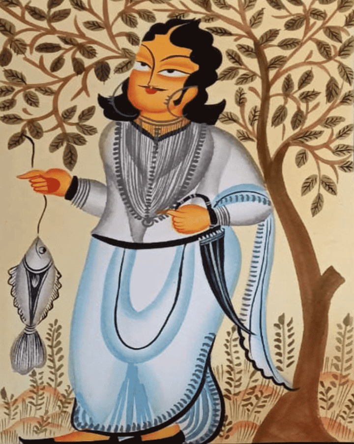 Babu with Fish in Kalighat by Uttam Chitrakar Thumbnail