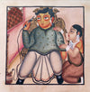 Babu with Hookah in Kalighat Painting by Bapi Chitrakar