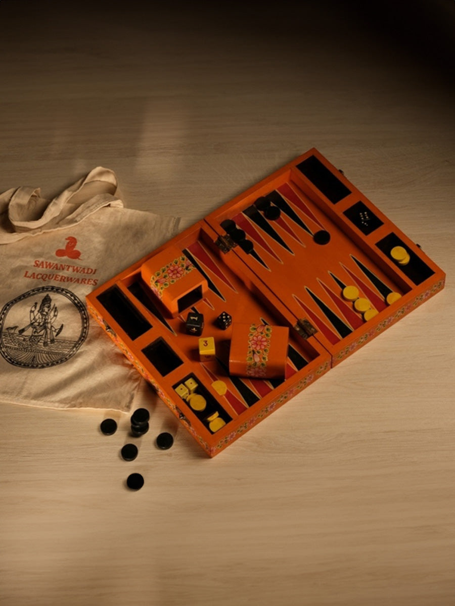 Backgammon Teak Wood Ganjifa by Sawant Bhonsle for sale