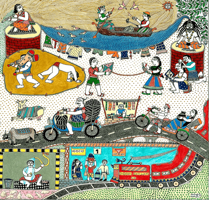 Banaras in Madhubani by Avinash Karn Thumbnail