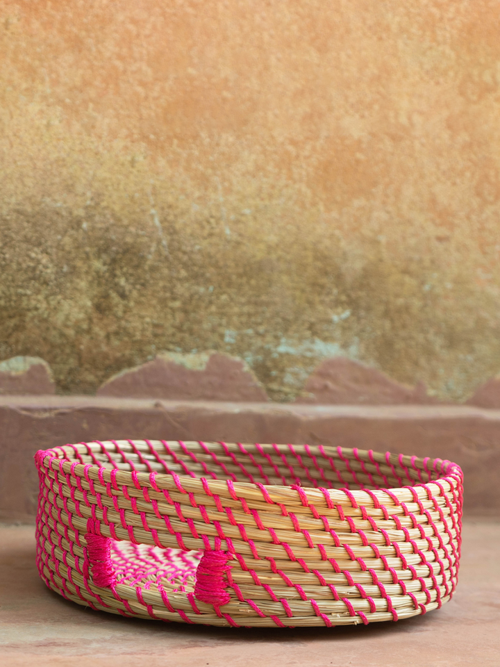 Basket weaved with pink rope: Sabai Grass Work by Gouri Mohapatra Thumbnail