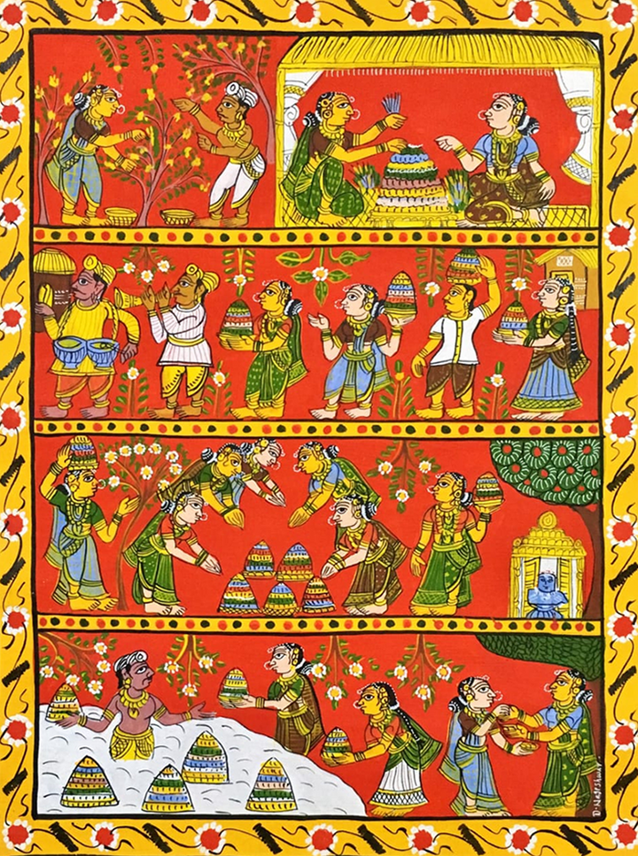 Bathukamma Telangana Traditional Festival: CHERIYAL SCROLL PAINTING by Sai Kiran Thumbnail