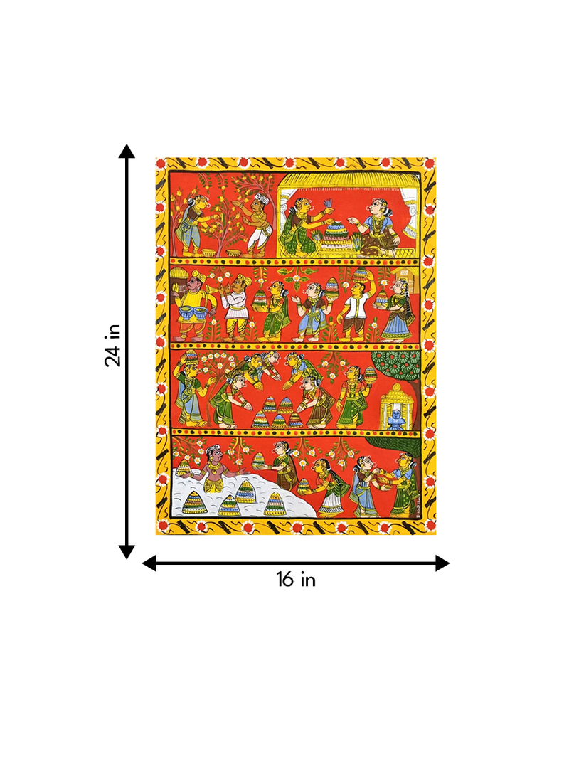 Bathukamma Telangana Traditional Festival: CHERIYAL SCROLL PAINTING by Sai Kiran