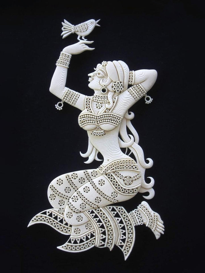 Beauties of Nature: Bird and Woman in Foam Art, Sea foam Art by Harsh Verdhan Chhajed Thumbnail