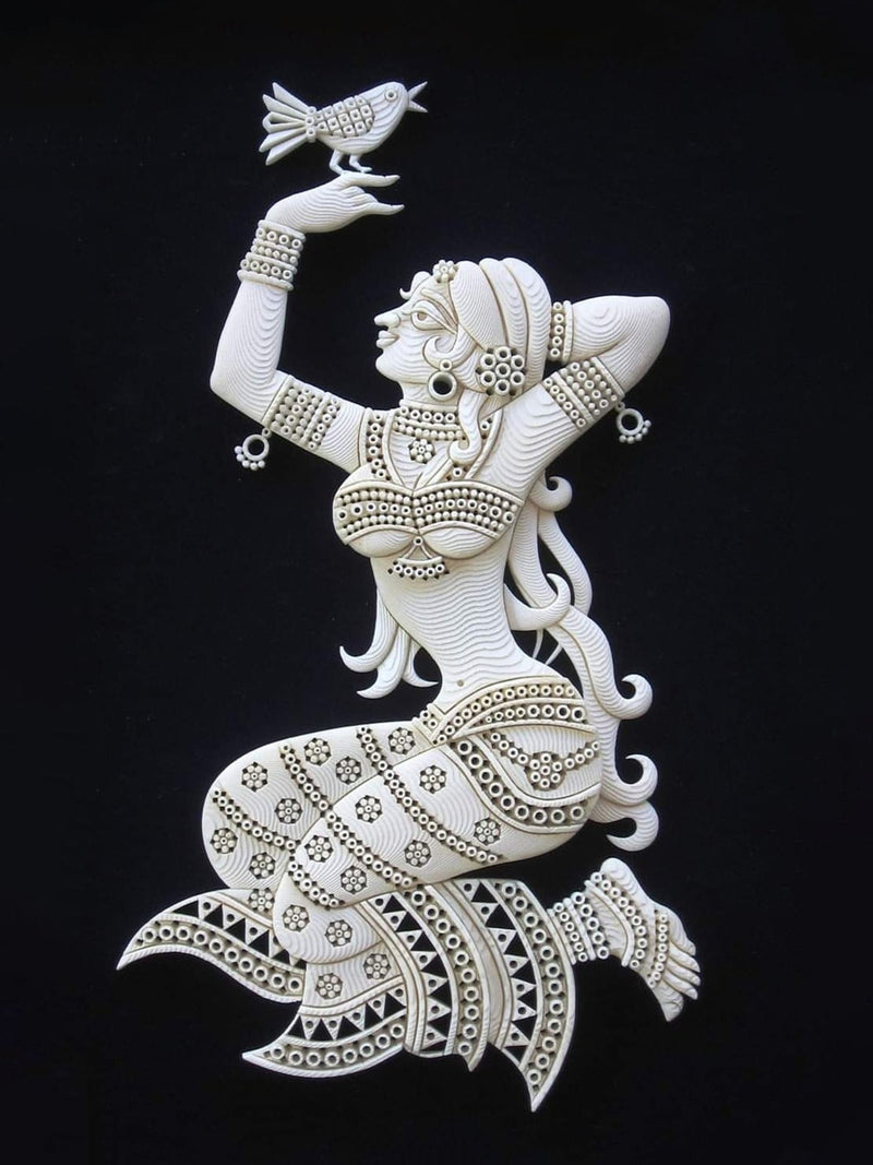 Buy Beauties of Nature Bird and Woman in Foam Art, Sea foam Art by Harsh Chhajed