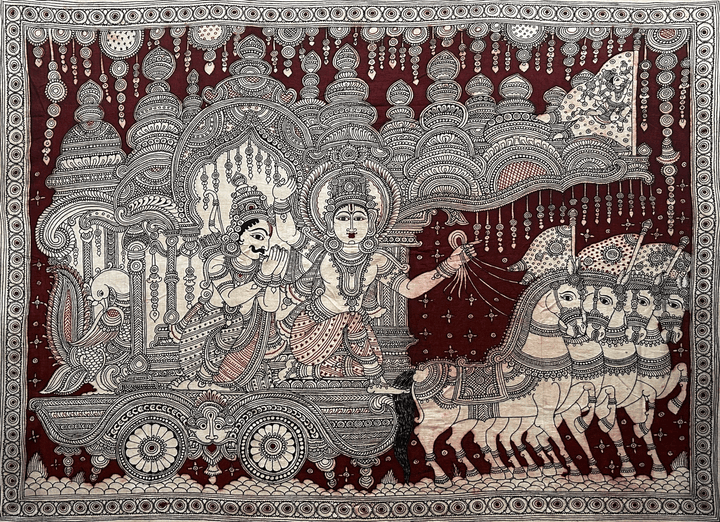 Bhagavat Gita Prasar: Kalamkari Painting by Harinath.N Thumbnail