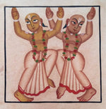 Shikha of Devotees in Kalighat Painting by Bapi Chitrakar