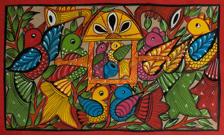 Bird marriage in Santhal-Tribal Pattachitra by Manoranjan Chitrakar Thumbnail