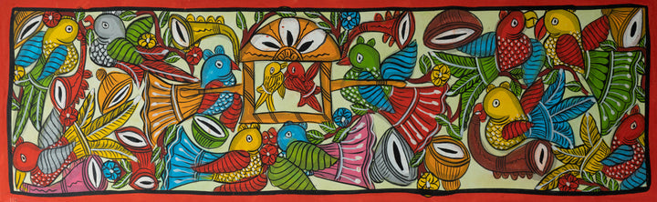 Bird marriage scene: Santhal-Tribal Pattachitra by Manoranjan Chitrakar Thumbnail