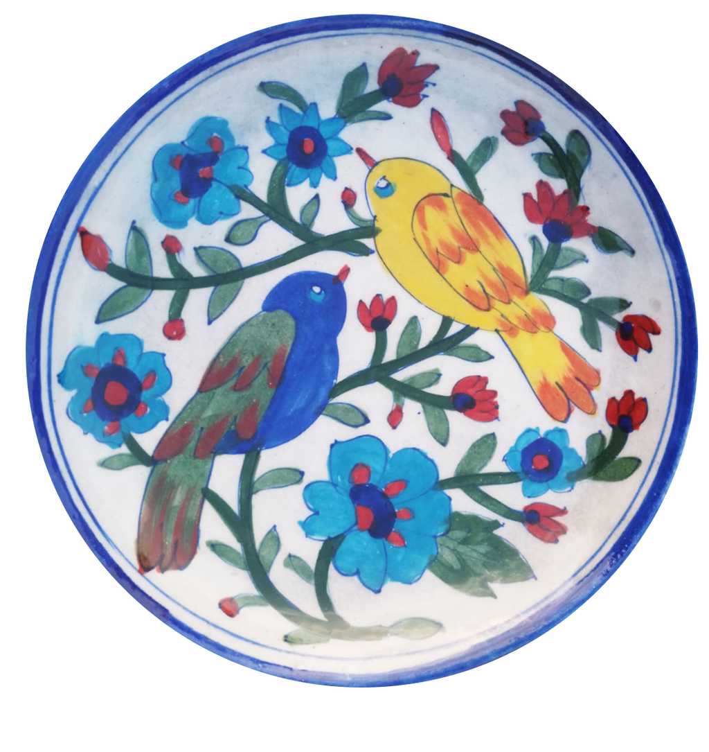 Buy Birds Design on a plate in Blue pottery