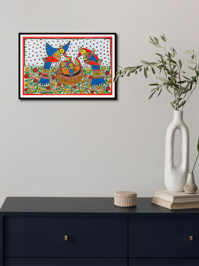 Birds, Madhubani by Ambika devi for sale