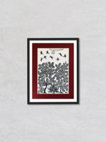 Birds and Trees, Warli Art by Dilip Bahotha