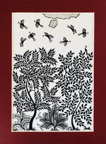 Birds and Trees, Warli Art by Dilip Bahotha