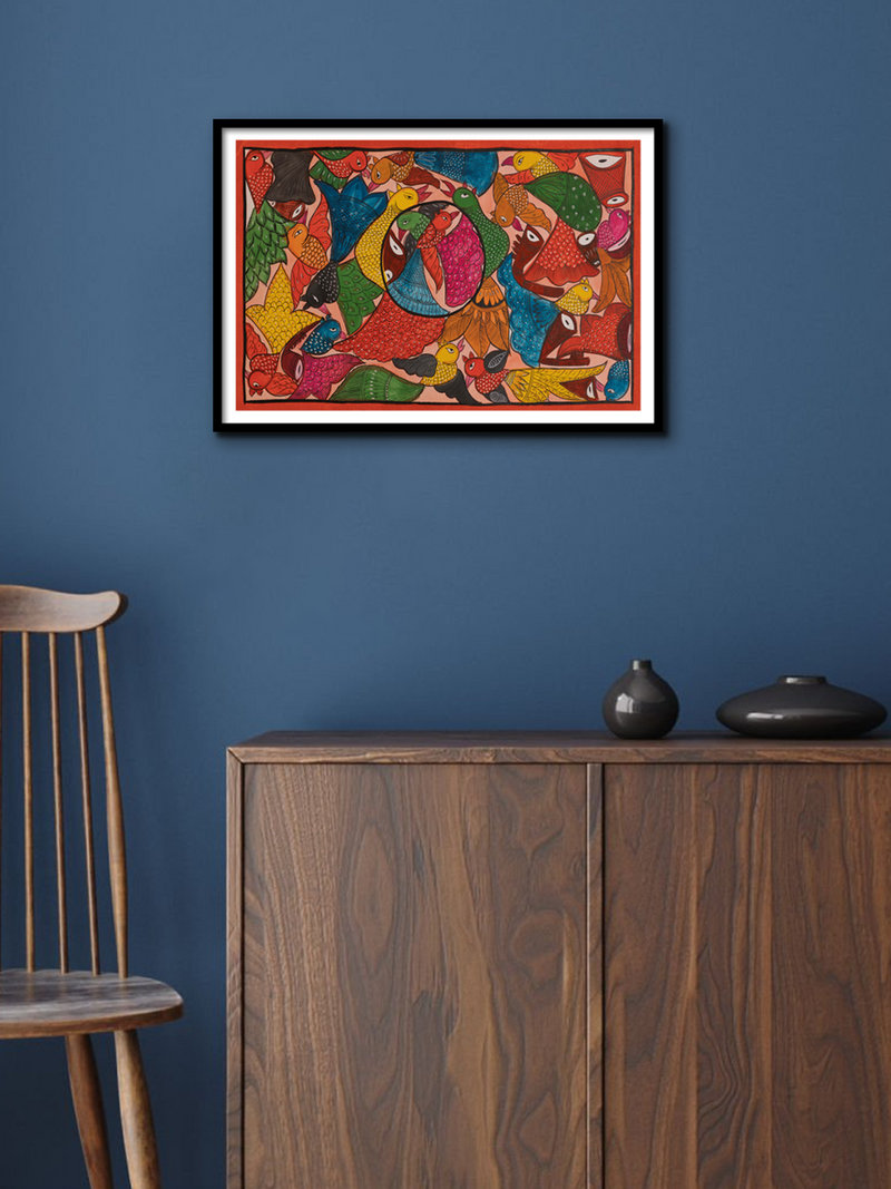 Birds in Bengal Pattachitra by Swarna Chitrakar